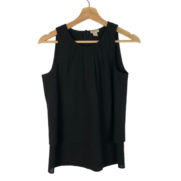 J. Crew Black Pleated Tiered Sleeveless Blouse 0 - Picture 1 of 4
